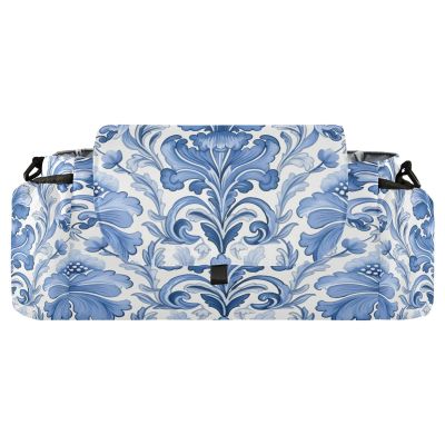 Bulletgxll Blue and White Floral Baby Stroller Organizer Universal Stroller Caddy Accessories Bag with Cup Holder and Detachable Shoulder Strap