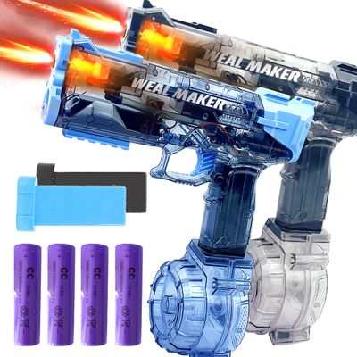 2025 Electric Water Guns 2-Pack with LED Light-Up Muzzle  Automatic Squirt Guns, 500CC Tanks, 28FT Range, 4 Rechargeable Batteries, Waterproof, Perfect for Nighttime Pool Parties & Outdoor Fun