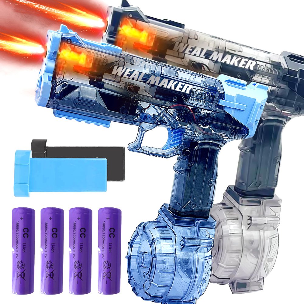 2025 Electric Water Guns 2-Pack with LED Light-Up Muzzle  Automatic Squirt Guns, 500CC Tanks, 28FT Range, 4 Rechargeable Batteries, Waterproof, Perfect for Nighttime Pool Parties & Outdoor Fun