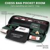 LEAP Chess Bag Only for Chess Sets Convenient Carrying Bag with Four Store Part for Roll-up Chess Board Chess Pieces Chess Clock, Carry Case of Chess Sets for Traveling or Camping Green view 2
