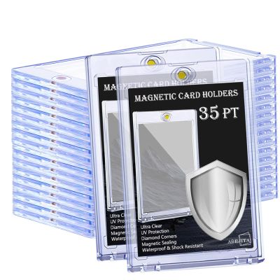 10-Pack Magnetic Card Holder for Trading Cards, 35pt Ultra Clear One Touch Card Holder, U-V Protector Hard Plastic Card Sleeves, Display Cases for Baseball Cards, Game Cards, Sports Cards