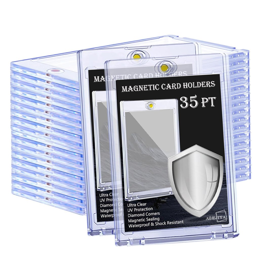 10-Pack Magnetic Card Holder for Trading Cards, 35pt Ultra Clear One Touch Card Holder, U-V Protector Hard Plastic Card Sleeves, Display Cases for Baseball Cards, Game Cards, Sports Cards