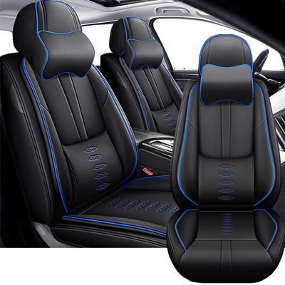 2 Front Car Seat Covers for Chevrolet HHR 2006-2011 Waterproof Seat Covers with Lumbar Support Nappa Leather Anti-Slip Car Seat Cover for Chevrolet HHRBlack&Blue-Deluxe