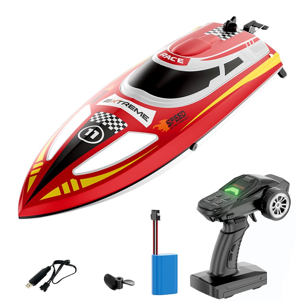 Authticar RC Boat, 2.4GHZ 30km/h RC Speed Boat with 390 Motor, Water Cooling System, Low Power Reminder, Auto Self-Righting, Off Water Sensing Water Play Toy Gift for s s