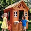 Kids Playhouse, Outdoor Cottage Playset, Wooden Kids Playhouse with 2 Windows and Flowerpot Holder, 42" Lx46 Wx55 H view 3