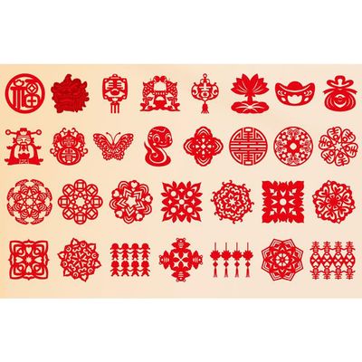 30PCS/90PCS Chinese Paper Cutting Kit, Paper Art Crafts Kits for Window Decoration Spring Festival Chinese New Year Celebration Activity
