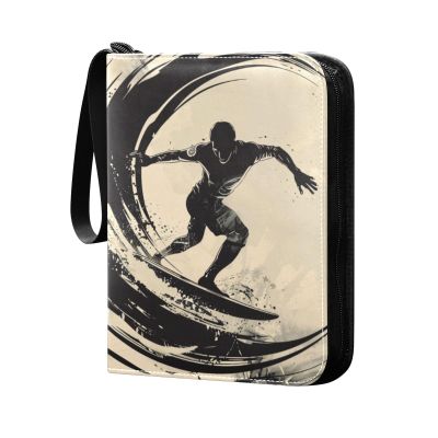 baseball cards binder card holder case with double sided removable sleeves for game, baseball cards collection Surfing Pattern