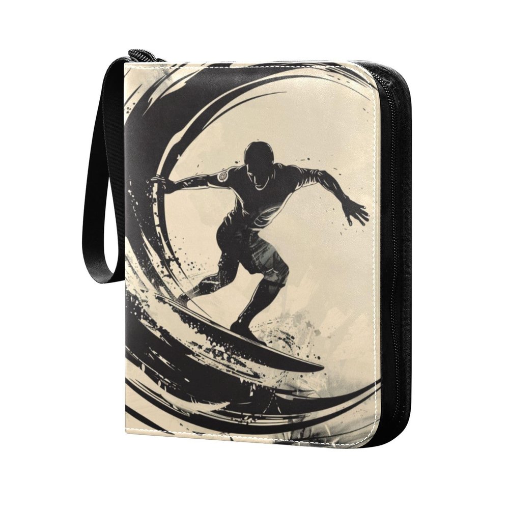 baseball cards binder card holder case with double sided removable sleeves for game, baseball cards collection Surfing Pattern