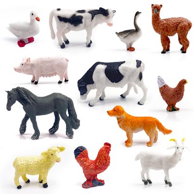 12 Farm Animal Figurines for Kids, Plastic Animal Toys Tiny Portable Farm Creature Figures Playset Montessori Toys Educational Game for Homeschool Preschool Toddler Kids