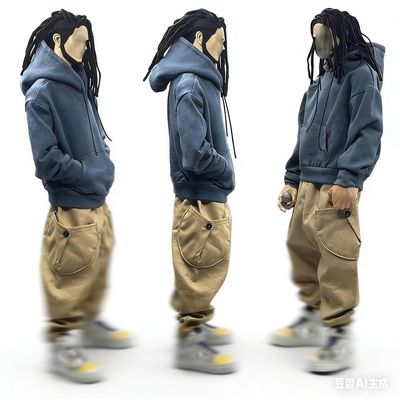 1/6 Oversize Miniature Pocket Hoodie Sweater Rapper Hip-hop Pants for 12'' Action Figure Custom (Hoodie+Pants Set)