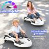 12V Electric Wiggle Car with Pedal, Rechargeable 2-in-1 Swing Car, Drifting Car with Backrests, Anti-Rollover, Spray, Flashing Lights, Music, Bluetooth, for Ages 3 and Up, 150 lbs(White + Black) view 4