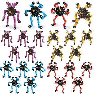 24 Pcs Funny Sensory Fidget Toys,Deformable Chain DIY Robot Spinners Fingertip Stress Relief Gyro Toy Birthday Gifts Christmas Goodie Bag Stuffers Classroom Prizes Party Favors for Kids Adults