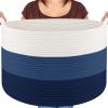 Maliton XXX Large Cotton Rope Blanket Basket, 22" x 22" x 14" Storage Baskets for Organizing, Kids Dog Toy Storage Box Organizer Bins, Blanket Holder for Living Room, Bedroom, Kids Room, Bathroom view 1