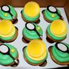 12 PCS Tennis Cupcake Toppers Assembled 3D Foam Mini Sport Ball Cupcake Picks Tennis Party Decorations for Tennis Theme Baby Shower Kids Birthday Party Cake Decorations Supplies Yellow view 3