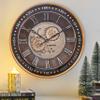CLXEAST Large Gear Clock+ Learning Clock for Kids, Silent Non Ticking Telling Time Teaching Clocks for Kids Bedrooms, Classroom,Night Light,Stonewash Blue,8.5 Inch view 2