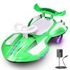 12V Electric Wiggle Car with Pedal, Rechargeable 2-in-1 Swing Car, Drifting Car with Backrests, Anti-Rollover, Spray, Flashing Lights, Music, Bluetooth, for Ages 3 and Up, 150 lbs(Green+White) view 1