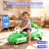 12V Electric Wiggle Car with Pedal, Rechargeable 2-in-1 Swing Car, Drifting Car with Backrests, Anti-Rollover, Spray, Flashing Lights, Music, Bluetooth, for Ages 3 and Up, 150 lbs(Green+White) view 2