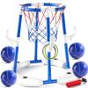 JUKUDAHU Pool Basketball Hoop, Boy Pool Toys for Kids Ages 4-8, 2-in-1 Floating Pool Ring Game with 4 Balls and Pump, Outdoor Swimming Water Play Toy, Summer Water Toys for Kids Adults Age 3-12 view 1
