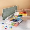 OGANAZI Plastic Organizer Bins for Blocks, Blocks Storage Container with Baseplate Lid Removable Tray, Stackable Double Layer 30 Slots Clear Storage Box Organizer for Bricks, Crafts, Beads(Green) view 4