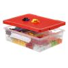 OGANAZI Plastic Organizer Bins for Blocks, Blocks Storage Container with Baseplate Lid Removable Tray, Stackable Double Layer 30 Slots Clear Storage Box Organizer for Bricks, Crafts, Beads(Red) view 1