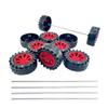 10PCS Toy Car Wheels 2mm Dia Shaft Plastic Car Wheels with 5PCS Shaft Round Rod Axles for RC Car Truck Robot DIY Model Toy Building Accessories (2x14x38mm Red) view 1