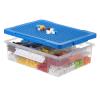 OGANAZI Plastic Organizer Bins for Blocks, Blocks Storage Container with Baseplate Lid Removable Tray, Stackable Double Layer 30 Slots Clear Storage Box Organizer for Bricks, Crafts, Beads(Blue) view 1