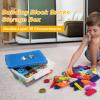 OGANAZI Plastic Organizer Bins for Blocks, Blocks Storage Container with Baseplate Lid Removable Tray, Stackable Double Layer 30 Slots Clear Storage Box Organizer for Bricks, Crafts, Beads(Blue) view 2