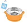 OKAY ORANGE 1 Pack Stainless Steel Toddler Suction Bowls for Baby Plates, 2-in-1 SUS304 Toddlers Bowl & Removable Silicone Suction Kids Bowl for Cereal | Snack | Anti-Scald Non-Toxic Suction Bowls view 1