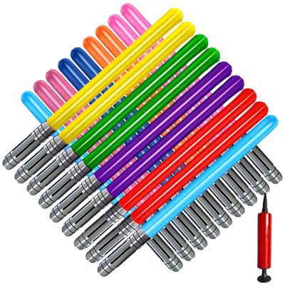 Qneiaym 10 Pcs Inflatable Light Sabers - 5 Vibrant Colors, 35 Inch Inflatable Lightsaber Swords Toys with Air Pump - Perfect for Party Favor, Halloween, Role Play & Kids Costume Accessories
