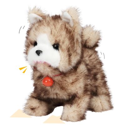 Cuteoy Walking Yellow Cat Stuffed Animal Talking Wagging Nodding Educational Plush Kitty Toy Electric Interactive Animated Plushies for Girls Boys Birthday