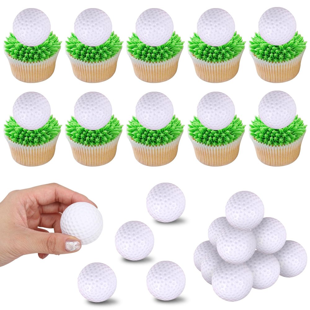 12 PCS Golf Cupcake Toppers Sports Mini Ball CupCake Picks Golf Party Decorations for Sports Players Theme Baby Shower Birthday Aniversary Party Cake Decoration Supplies
