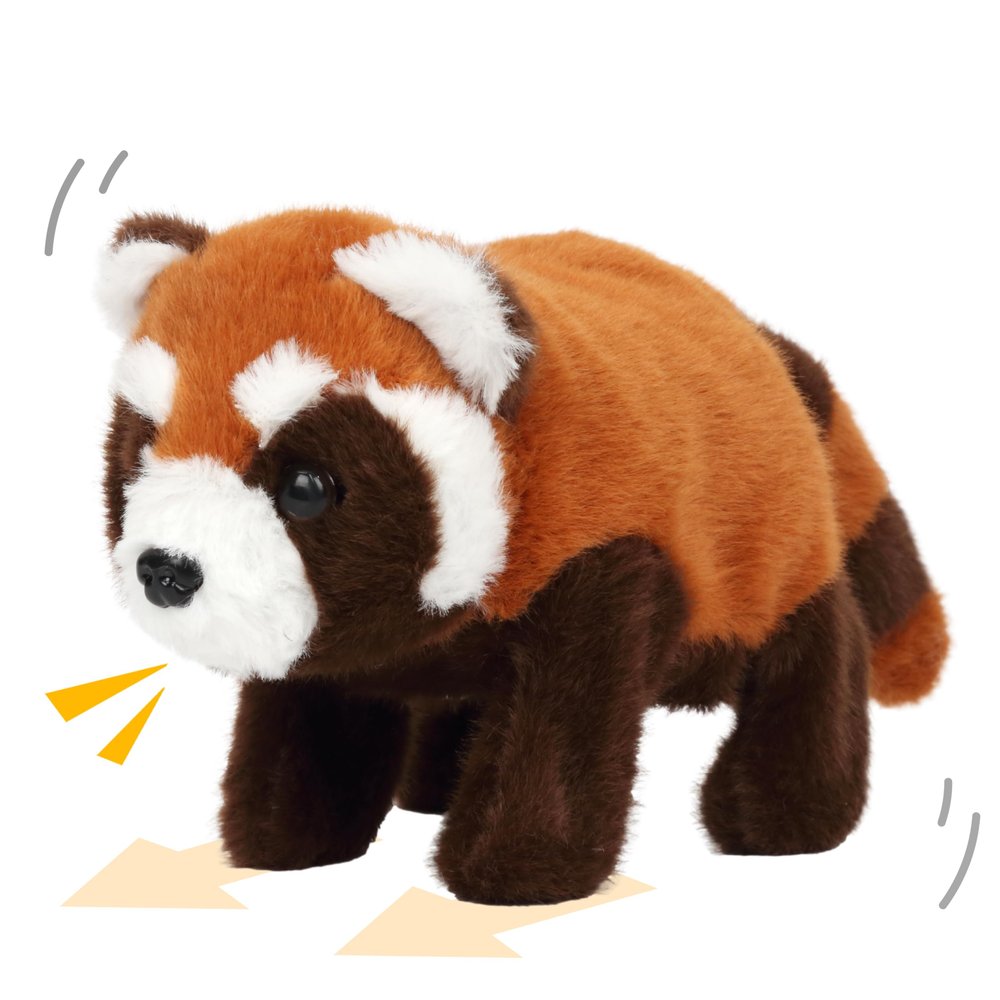 Cuteoy Walking Red Panda Stuffed Animal Speaking Roar Plush Electric Interactive Animated Plushies Toy for Girls Boys Birthday