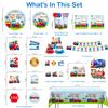 202Pcs Chugga Chugga Two Two Party Decorations Serves 25 Guests, 2nd Birthday Decorations for Boys Include Banner, Plates, Tablecloth, Balloons, Cake Topper, Cupcake Toppers, Train Birthday view 3