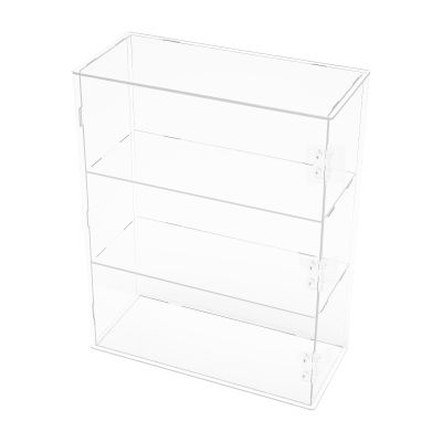 11x14x4 Inch 3-Tier Acrylic Display Case with Door - Clear Freestanding Organizer Shelf for Collectibles, Pops, Action Figures, Dolls, Toys, Cosmetics & Home Decor