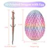 12'' 3D Printed Dragon with Egg, Mystery Cool 3D Printer Articulated Crystal Dragon Animals Fidget Toy for Boys Girls Kid Teen, Dinosaur Toys for Kids 5-7 8-12 Dino Eggs Home DecorRandom Rainbow view 3