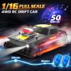1/16 RC Drift Car for Adult with Gyro Full Proportional 4WD 50KM/h High Speed Remote Control Cars, ESP Drift Racing Vehicle with Lights 2 Rechargeable Batteries, RTR RC Sport Race Cars for Kids Gift view 2