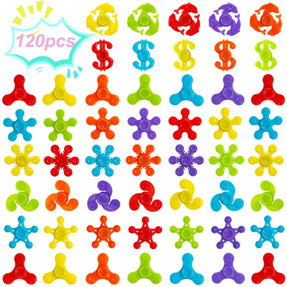 120 Pack Mini Fidget Spinner, Stress Relief Sensory, Birthday Gifts Party Favors for Kids Teens Adults, Christmas Goodie Bag Stuffers Canival Treasure Box Toys for Classroom Prizes Supplies
