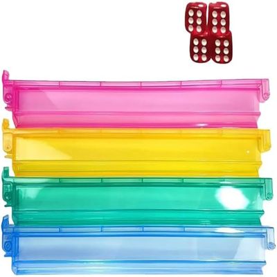 4PCS Rainbow Mahjong Rack and Pusher Combo, Adults 36+ Unisex, 4 Count, Multicolor, Plastic, No Assembly Required (Rainbow Colors)