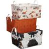 3 Pcs Western Bull Boho Rectangle Storage Basket Collapsible Highland Cow Storage Bin for Nursery Toys Books Waterproof Baskets for Closet Shelves Bedroom Decor(Cow) view 1