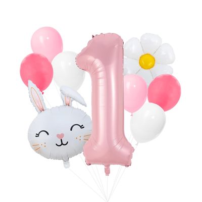 100% LIKED-Some Bunny Is One, Easter Themed 1st Birthday Party Decorations, Happy Birthday Banner, Easter Rabbit Themed Baby Girls First Birthday Supplies, Bunny Deco (1st)