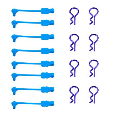 8PCS TGCWENG Universal RC Body Clips w/Pull Tabs Car Clips R Clips for All 1/10 1/12 Scale TRX4 Losi HPI Arrma Kyosho Himoto RC Car Truck Crawler Body Shell Upgrades (1.2mm Purple Clips+Blue Pull)