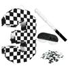 AVXINSOK Checkered Number 3 Pinata with Stick and Blindfold Black and White Race Car Pinata for Kids 3rd Birthday Anniversary Racing Car Party Supplies view 1