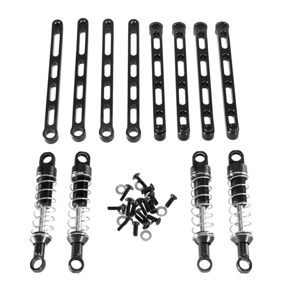 GFEJVDBI Compatible Metal Upgrade External Spring Shock Absorber Fixed Rod Parts Compatible with 1/12 MN MN168 MN78 RC Cars(Black)