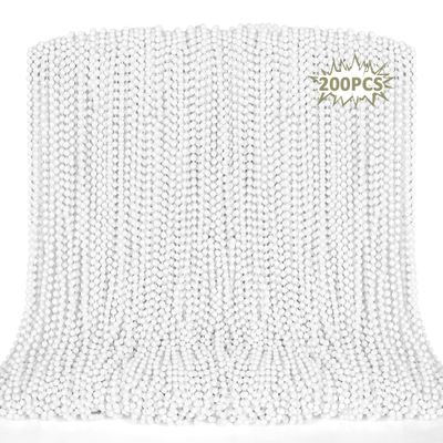 200PCS Bead Necklaces Party Favors, White Mardi Gras Beads Stuff Accessories, 33" 6mm Round Holiday Beads Necklace Decorations Bulk, White Beads for Wedding Birthday School Celebrations Parade Throws