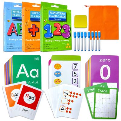 108PCS Toddler Flash Cards,Number, Alphabet, Math Flash Cards with 9 Dry Erase Pens - Early Education Flashcards for Kids, Preschool Learning Activities 3+