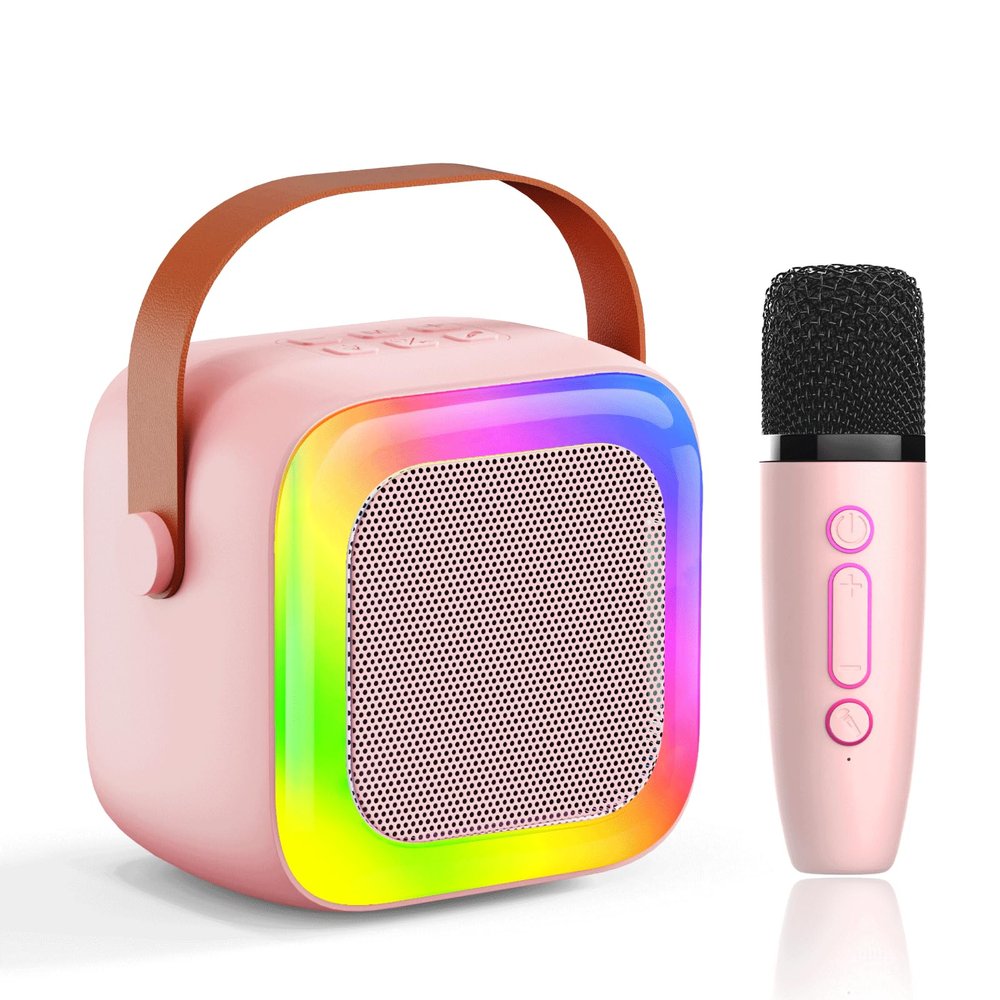 SECULEAD Karaoke Machine Wireless Speaker mini Karaoke for Kids 3-5, Girls & Boys with Built-in Microphone for Singing, Kids Karaoke Machine,Small Microphone & Speaker, Ideal Gift (Pink)