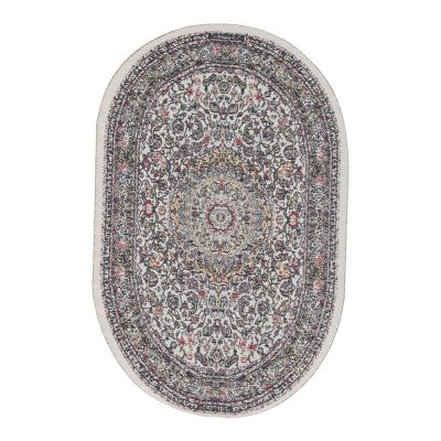 1/12 Miniature Rug, Mini Vintage Woven Carpet, Dollhouse Decoration Accessories Oval, Doll House Rug (B02 Beige)
