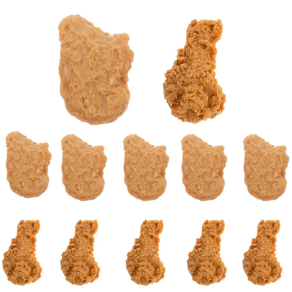 LUOZZY 12pcs Artificial Chicken Nuggets and Drumsticks Simulation Fake Fried Food Models for Display Decoration Kitchen Props