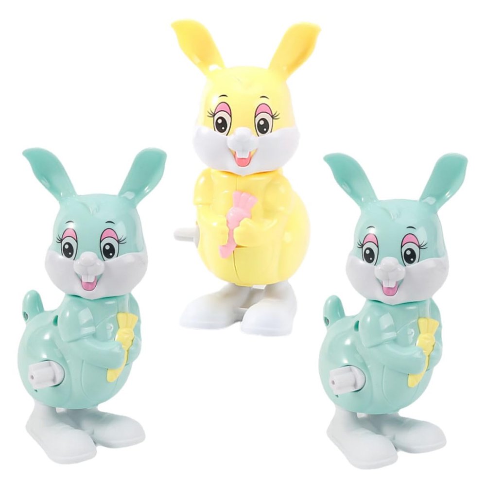 HONMEET 3Pcs Wind Up Rabbit for Clockwork Jumping Rabbits Fun Party Playthings Random Colors for Imaginative Play and Parties