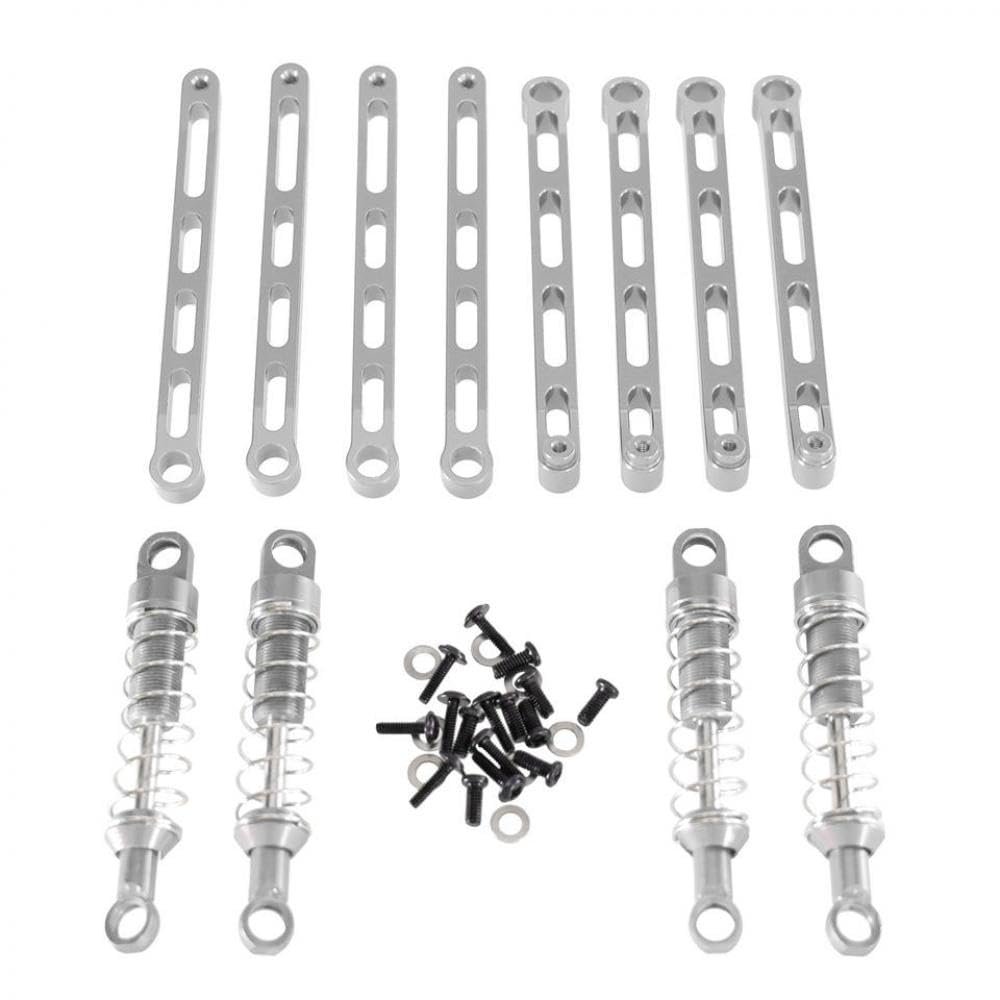 GFEJVDBI Compatible Metal Upgrade External Spring Shock Absorber Fixed Rod Parts Compatible with 1/12 MN MN168 MN78 RC Cars(Silver)